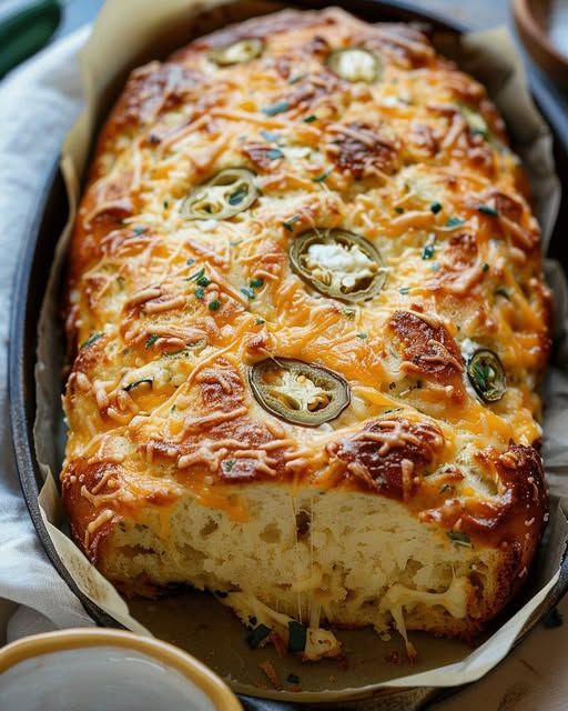 Stuffed Cheesy Bread with Bacon and Jalapeno